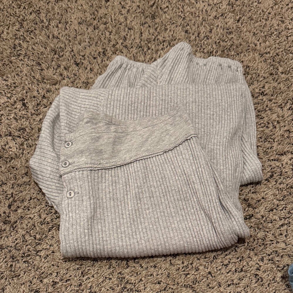 Free People Ribbed Jogger Pants in Light Gray